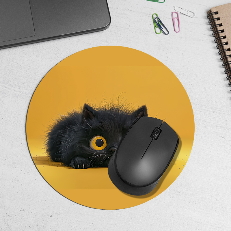 Cute Black Cat Round Mouse Pad - огляд і ціна Desk Setup Rug