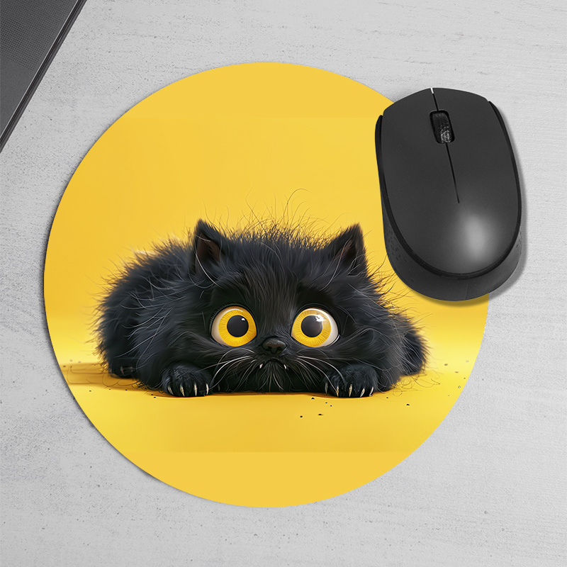 Cute Black Cat Round Mouse Pad - огляд і ціна Desk Setup Rug