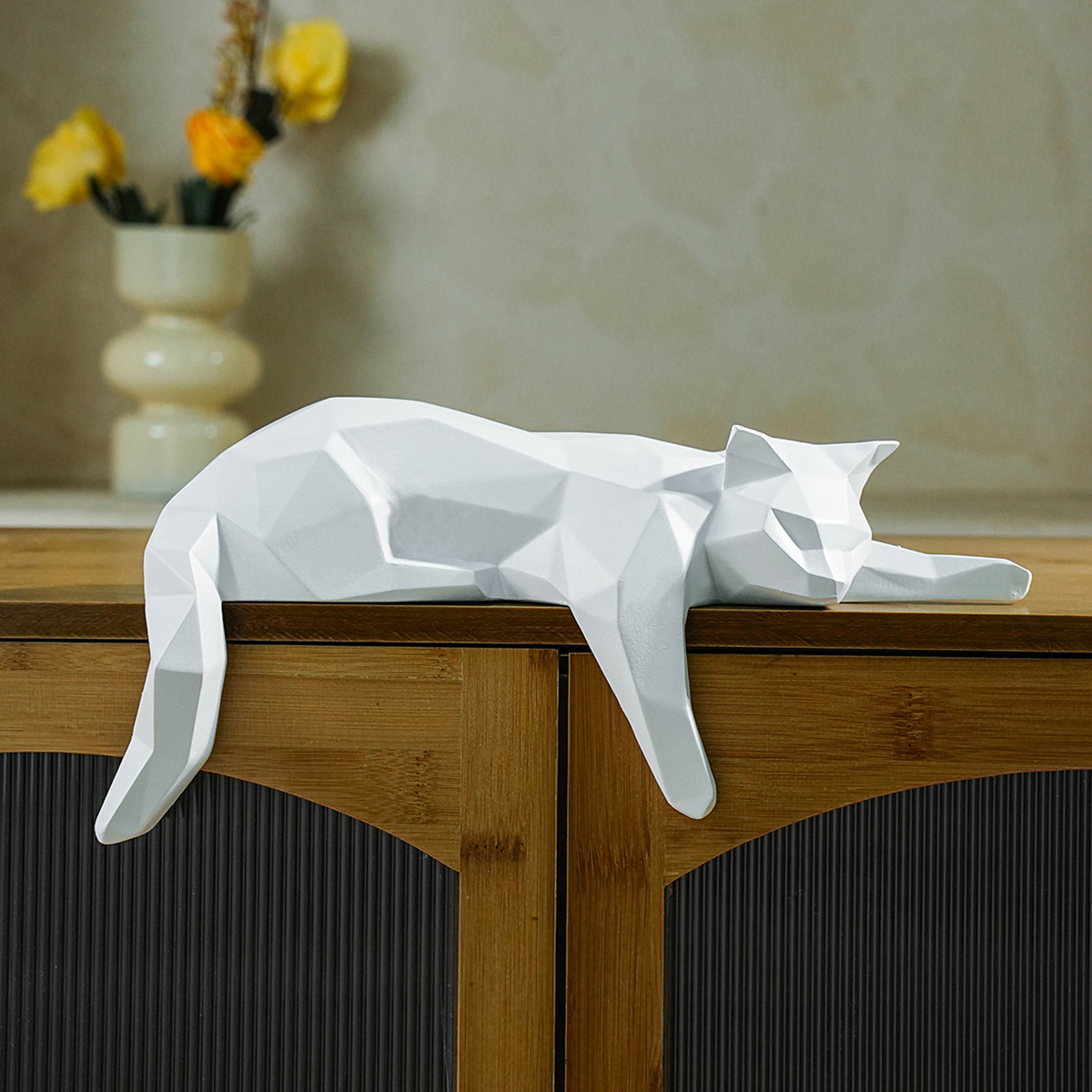 White Black Cat Statue - Geome - огляд і ціна Desk Setup Black