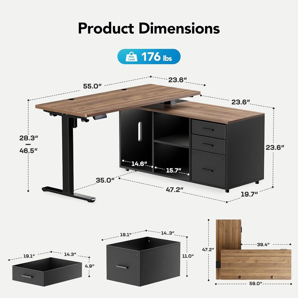 55 Inch L Shaped Standing Desk - огляд і ціна Desk Setup Height