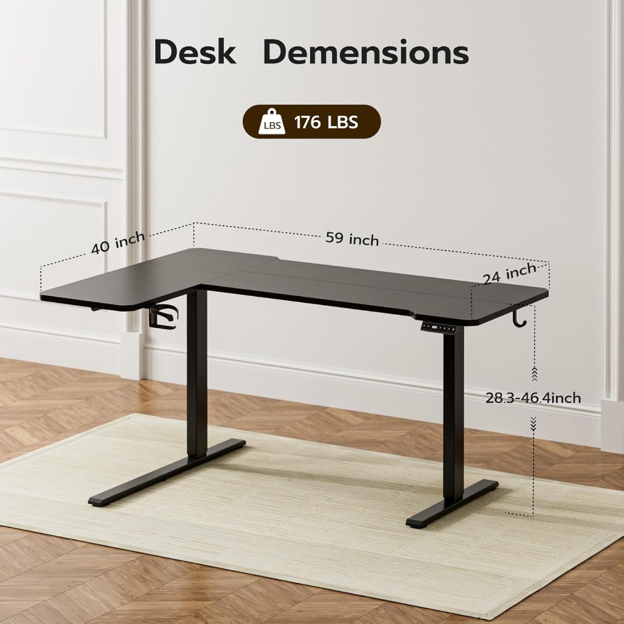 59 Inch L Shaped Adjustable He - огляд і ціна Desk Setup Height