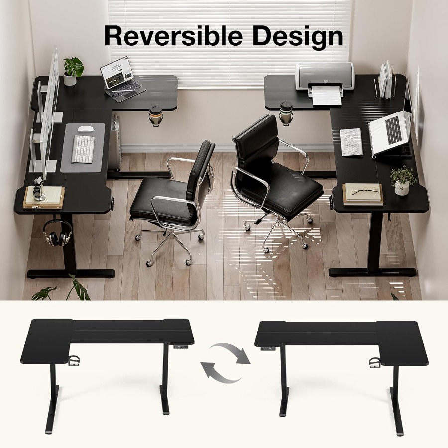 59 Inch L Shaped Adjustable He - огляд і ціна Desk Setup Height