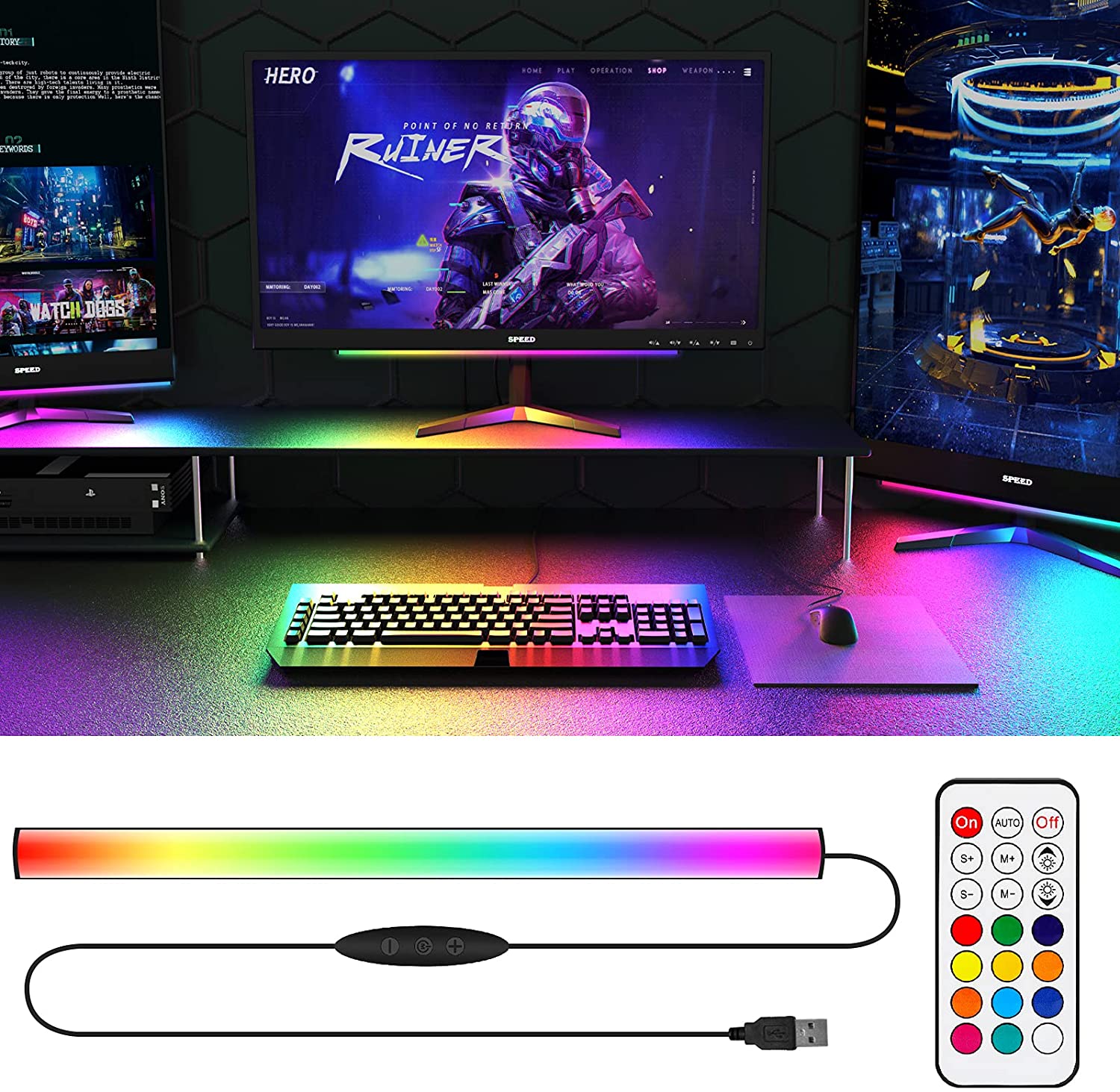 Under Monitor Light Bar RGB Dr - огляд і ціна Desk Setup Gaming